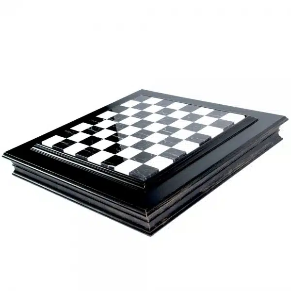 Jeu d'Echecs Noir et Blanc Staunton - Échiquier en Marbre et Bois avec Rangement & Jeu d'Échecs en Bois et Métal - Image 12