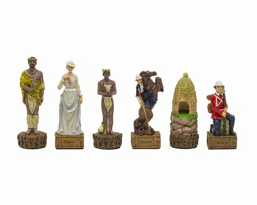 Jeu d'Echecs Britannique VS Zoulous - Échiquier en Bois & Jeu d'Échecs en Résine Peint à la Main - Image 5