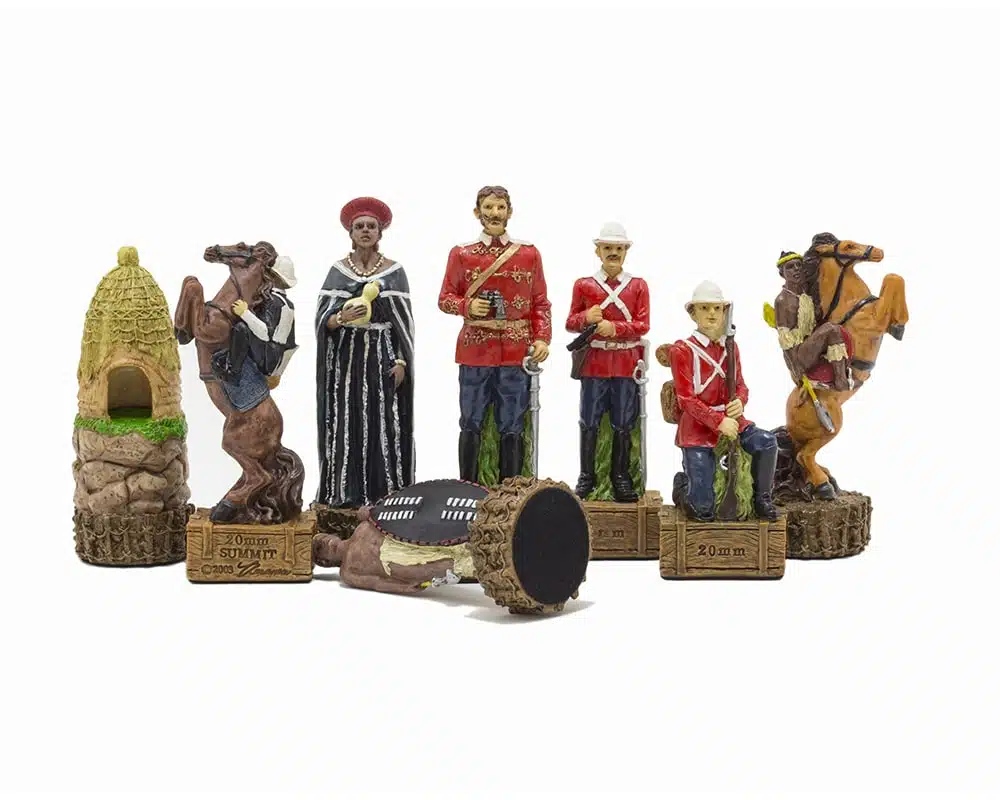 Jeu d'Echecs Britannique VS Zoulous - Échiquier en Bois & Jeu d'Échecs en Résine Peint à la Main - Image 3