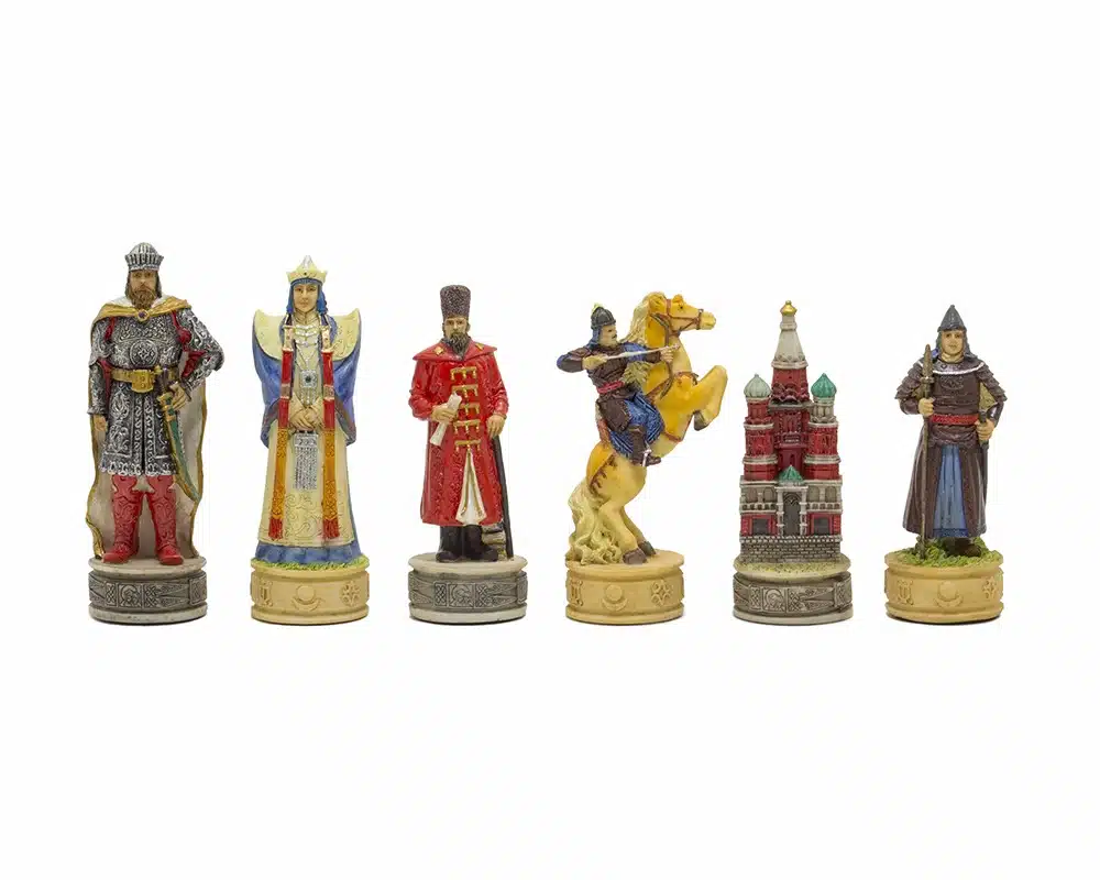 Jeu d'Echecs Domination Mongole sur la Russie en Résine et Échiquier en Similicuir - Image 4