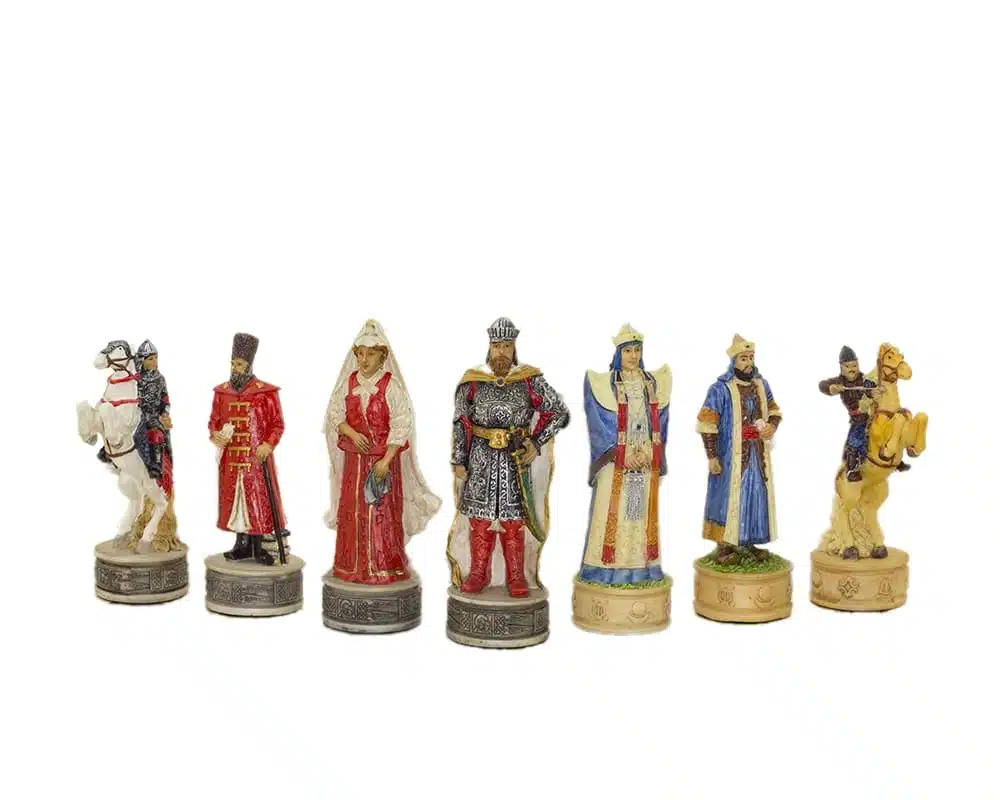 Jeu d'Echecs Domination Mongole sur la Russie en Résine et Échiquier en Similicuir - Image 8
