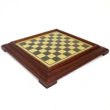 Échiquier Cadre en Bois et Plateau de Jeu Effet Laiton & Jeu d'Échecs Staunton en Métal et Bois - Image 10