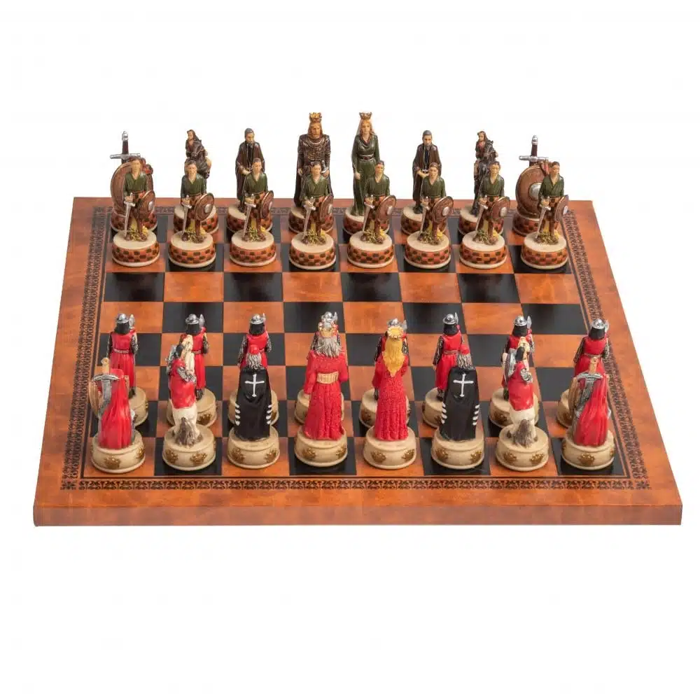 Jeu d'Echecs Guerre d'Indépendance de l'Ecosse en Résine & Échiquier en Similicuir