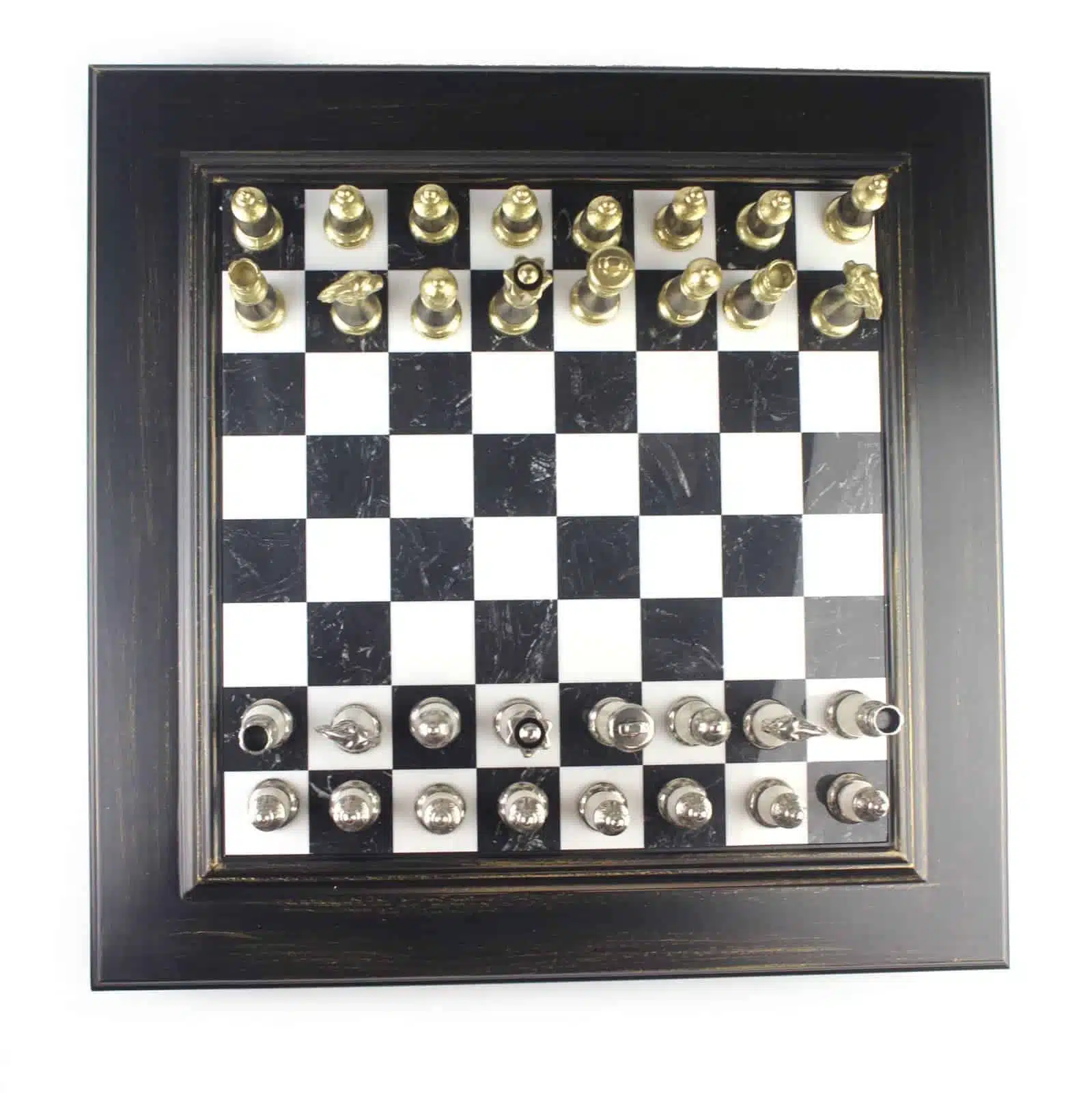 Jeu d'Echecs Noir et Blanc Staunton - Échiquier en Marbre et Bois avec Rangement & Jeu d'Échecs en Bois et Métal - Image 5