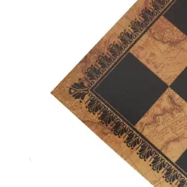 Jeu d'Echecs Napoléon en Bois et Métal et  Échiquier en Similicuir Carte de l'Ancien Monde - Image 7