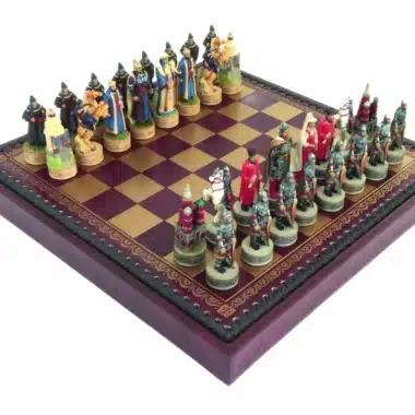 Jeu d'Echecs Invasion Mongole de la Rus' de Kiev en Résine & Échiquier en Similicuir avec Compartiment de Rangement