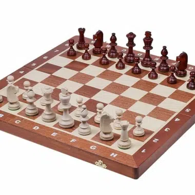 Echiquier Pliant et Jeu d'Echecs en Bois Taille 6 avec Rangement