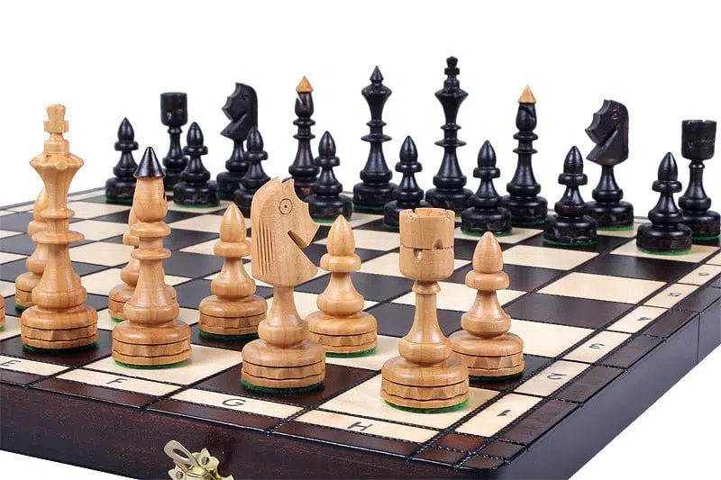 Grand Jeu d'Echecs et Plateau de Jeu Pliant en Bois avec Rangement