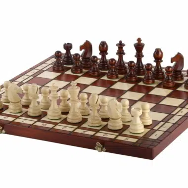 Grand Jeu d'Echecs Pliant en Bois avec Rangement