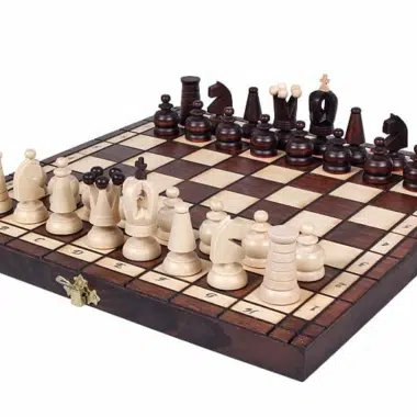 Jeu d'Echecs en Bois Orné Pliable - 31x31 cm