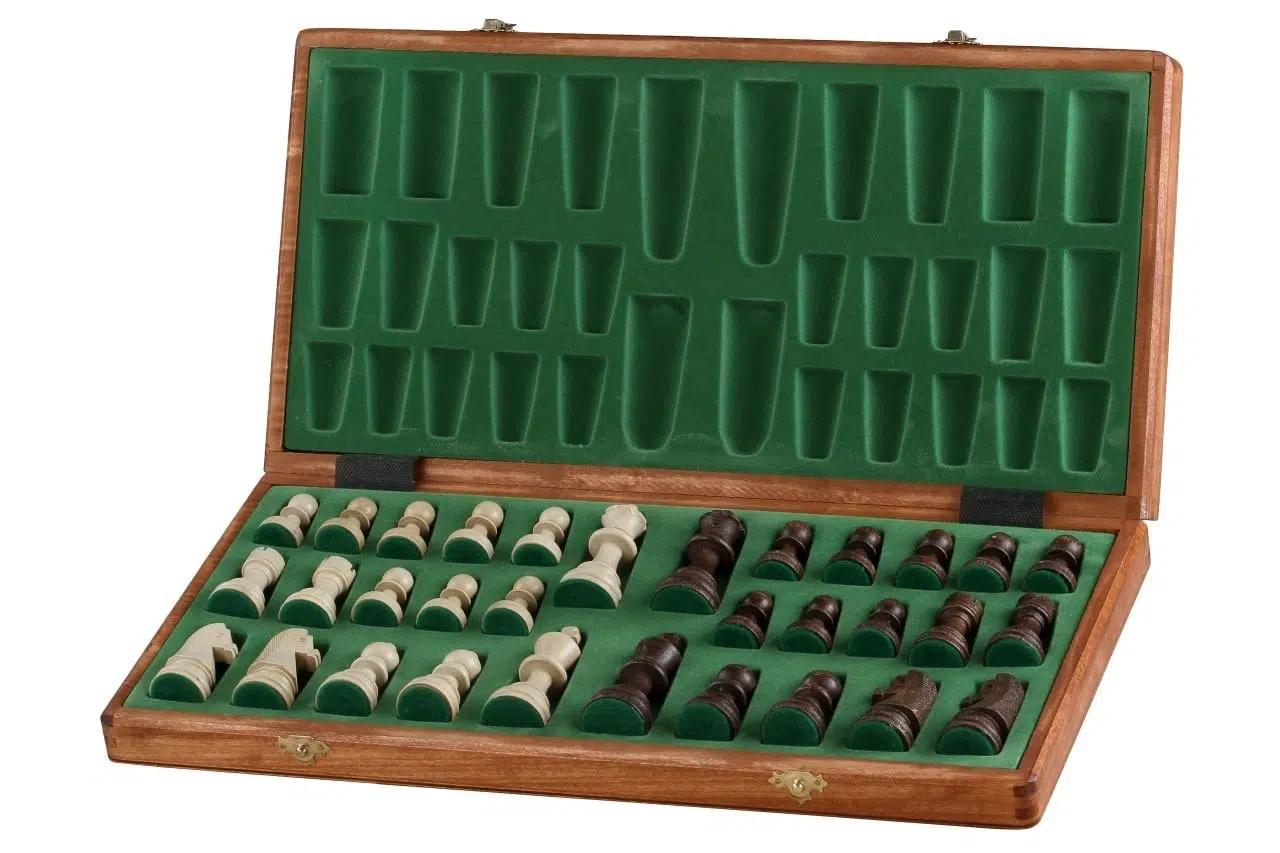 Echiquier en Bois Pliable et Pieces Echecs Staunton en Bois avec Rangement - Image 2