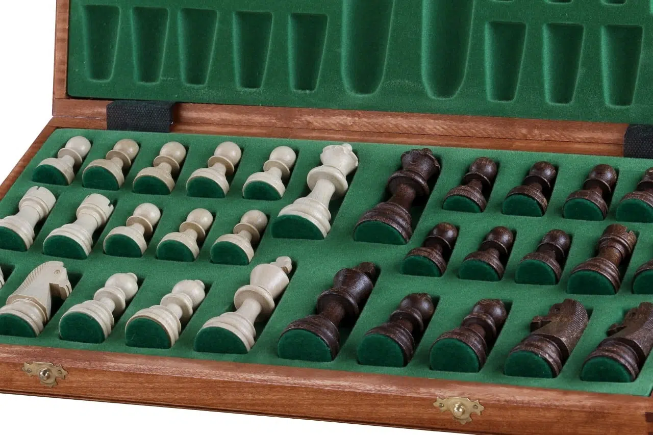 Echiquier en Bois Pliable et Pieces Echecs Staunton en Bois avec Rangement - Image 6