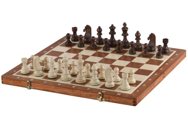 Echiquier en Bois Pliable et Pieces Echecs Staunton en Bois avec Rangement