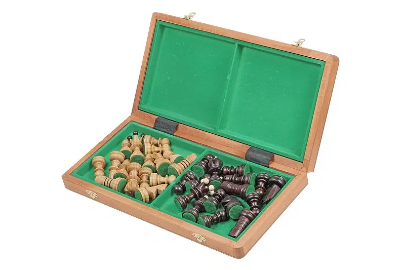 Pieces Echecs en Bois et Echiquier Pliant en Bois avec Rangement - Image 2