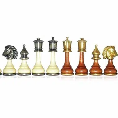 Echiquier sur Pied en Bois d'Orme et de Bruyere avec Tiroir de Rangement et Pieces d Echecs en Bois et Laiton Staunton - Image 6