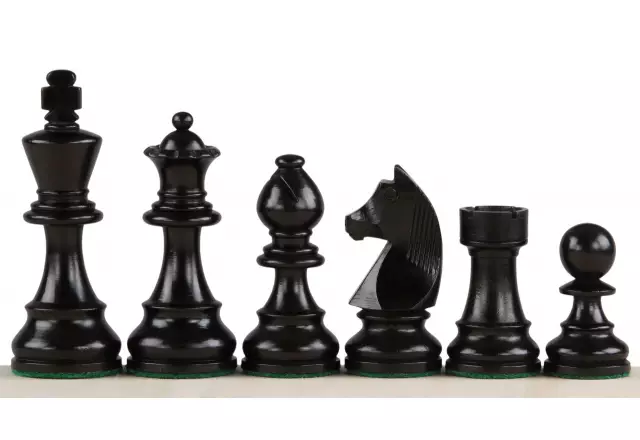 Ensemble Classique Staunton Jeu d'Échecs en Bois d Ébène et Buis et Echiquier en Bois d'Acajou