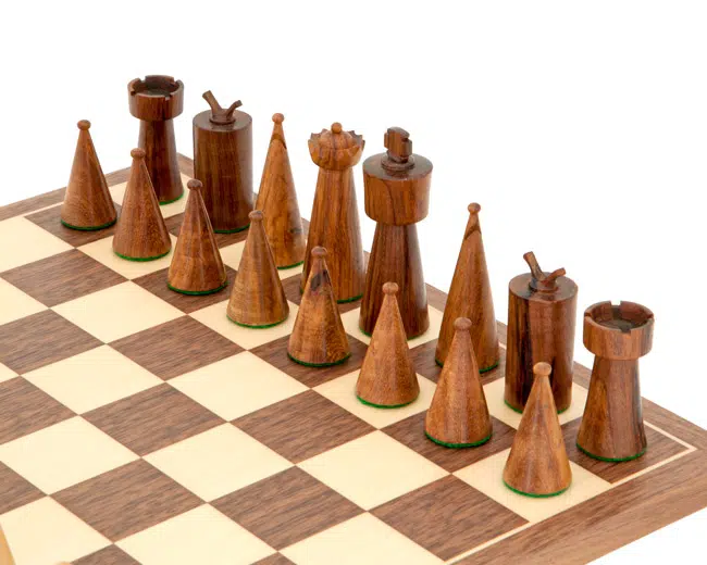 Jeu d'Echecs Art Deco en Bois - Image 3