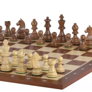 Ensemble Jeu d'Échecs Chevalier Allemand en Bois d'Érable et Acajou et Échiquier Alphanumérique