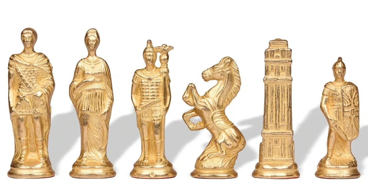 Ensemble Jeu d'Échecs Romains contre Barbares et Échiquier en Bois de Rose avec Tiroir - Image 3