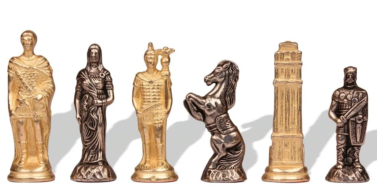 Ensemble Jeu d'Échecs Romains contre Barbares et Échiquier en Bois de Rose avec Tiroir - Image 2