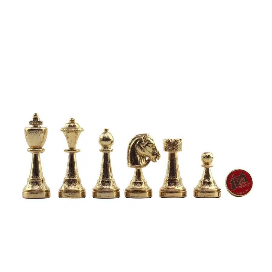Ensemble Jeu d'Échecs en Métal Plaqué Or et Argent et Échiquier Noir et Blanc en Bois Laqué avec Plateau de Jeu en Marbre - Image 5