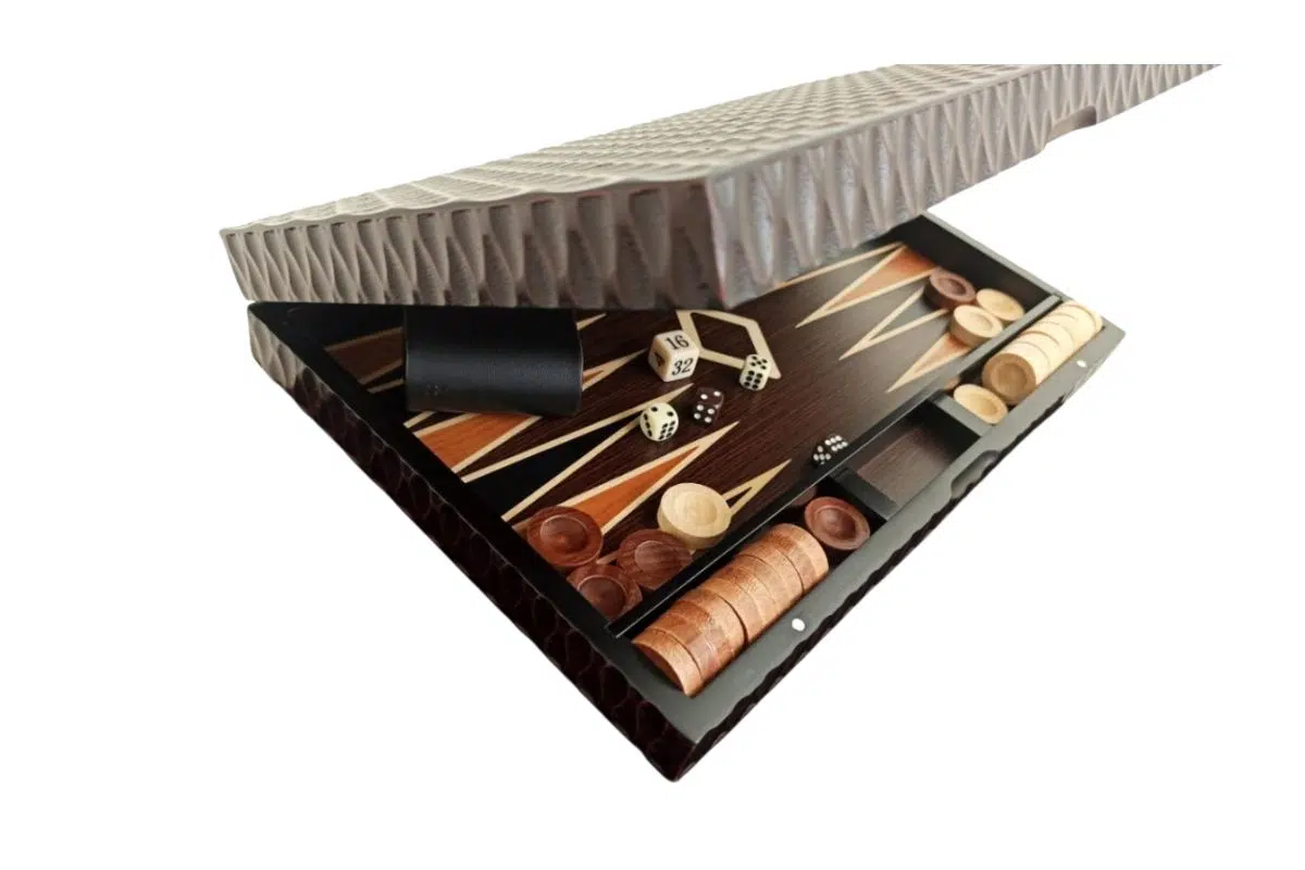 Ensemble de Backgammon Sculpté en Bois - Image 2