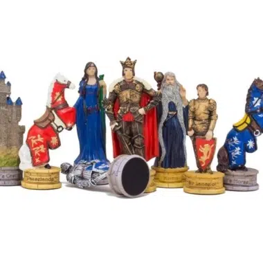 Alternative view of Ensemble Jeu d'Échecs Roi Arthur en Résine et Échiquier en Similicuir