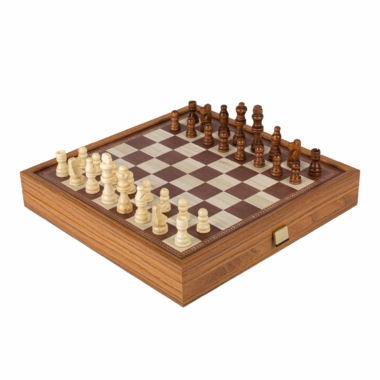 Alternative view of Jeu de Societe 4 en 1 en Bois - Jeu d Échecs, Backgammon, Ludo et Serpents et Échelles avec Rangement