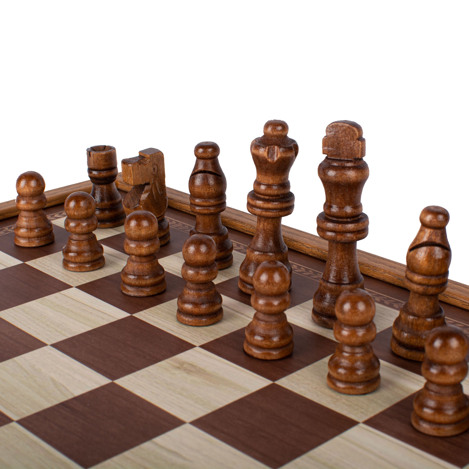 Jeu de Societe 4 en 1 en Bois - Jeu d Échecs, Backgammon, Ludo et Serpents et Échelles avec Rangement - Image 3