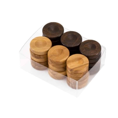 Alternative view of Jetons de Backgammon en Bois d'Olivier - Set de 30 Pièces Disponibles en 3 Tailles (20 mm, 26 mm, 36 mm) - Couleurs Brun et Brun Foncé