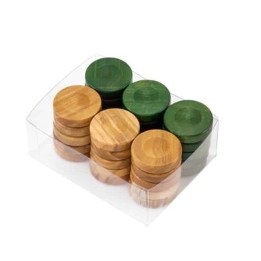 Alternative view of Jetons de Backgammon en Bois d'Olivier - Lot de 30 en Bois Naturel et Vert Olive