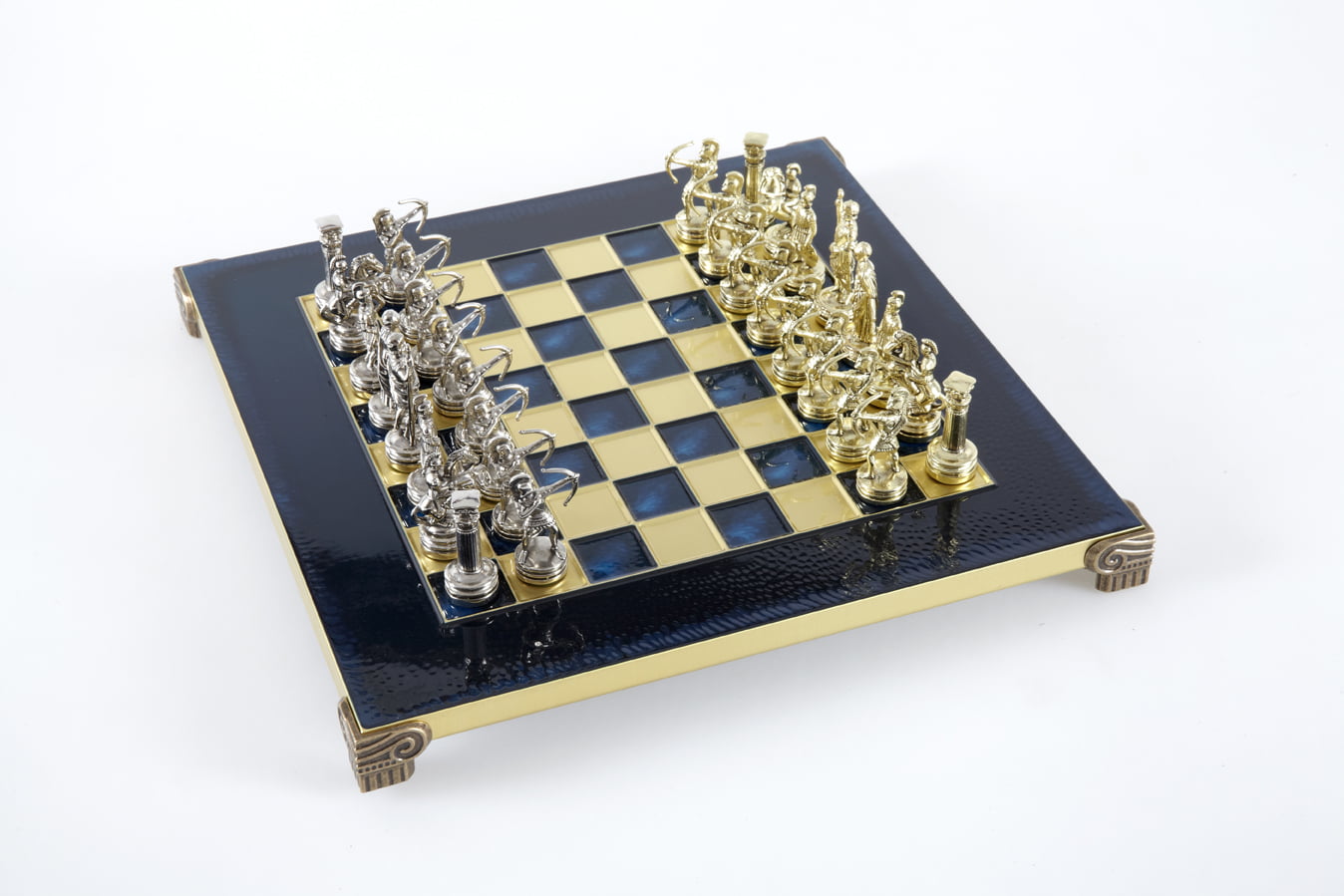 Petit Ensemble de Jeu d'Échecs en Métal Argenté et Or Archers - Coffret en Bois Stratifié avec Échiquier en Métal - Image 19