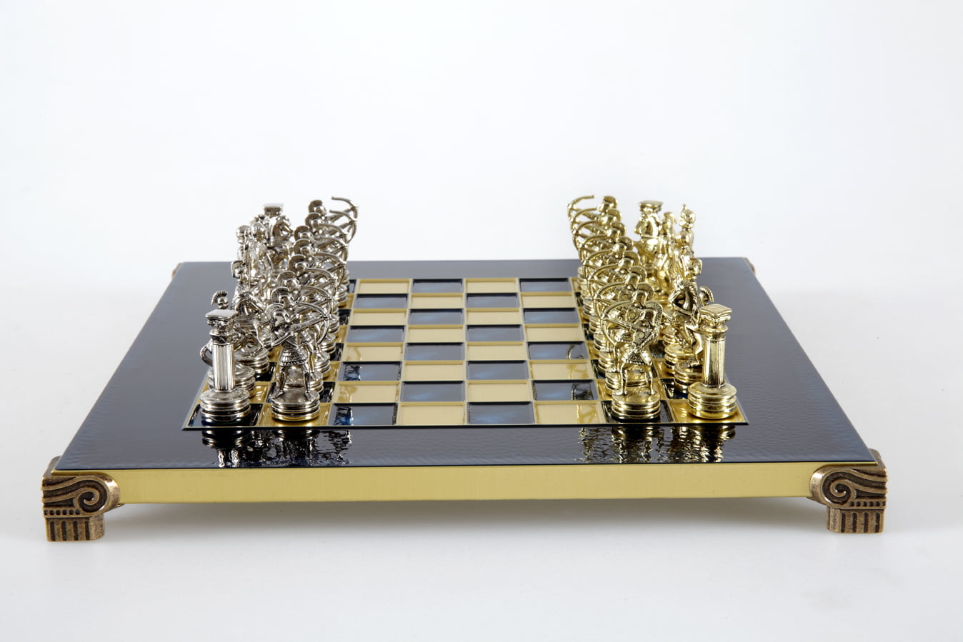 Petit Ensemble de Jeu d'Échecs en Métal Argenté et Or Archers - Coffret en Bois Stratifié avec Échiquier en Métal - Image 25