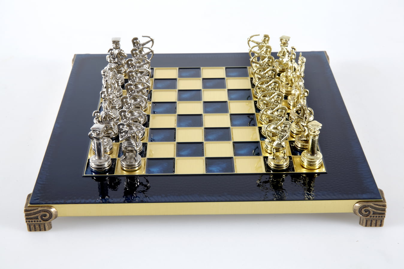 Petit Ensemble de Jeu d'Échecs en Métal Argenté et Or Archers - Coffret en Bois Stratifié avec Échiquier en Métal - Image 26