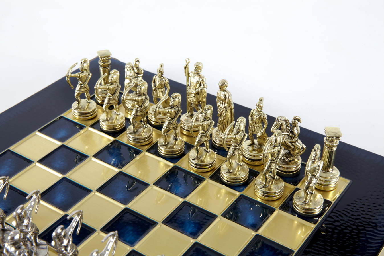 Petit Ensemble de Jeu d'Échecs en Métal Argenté et Or Archers - Coffret en Bois Stratifié avec Échiquier en Métal - Image 28