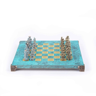 Alternative view of Ensemble de Jeu d'Échecs Grec et Romain en Métal - Échiquier 5 Coloris au Choix, avec Coffret de Rangement en Bois Stratifié