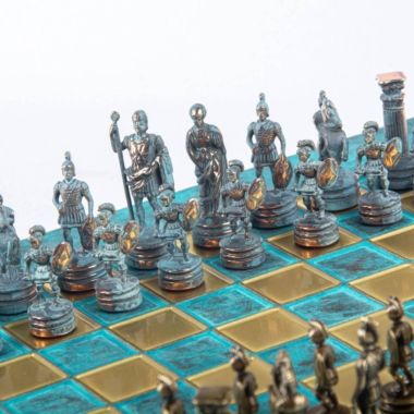 Ensemble de Jeu d'Échecs Grec et Romain en Métal - Échiquier 5 Coloris au Choix, avec Coffret de Rangement en Bois Stratifié - Image 5