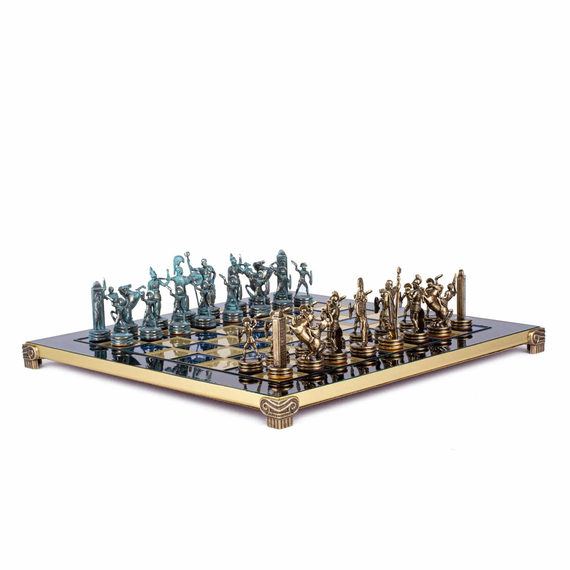 Ensemble d'Échecs Mythologie Grecque en Métal – Pièces Bronze et Bleu avec Échiquier en Métal - Image 7