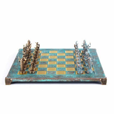 Ensemble d'Échecs Mythologie Grecque en Métal – Pièces Bronze et Bleu avec Échiquier en Métal - Image 13