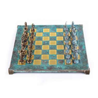 Ensemble d'Échecs Mythologie Grecque en Métal – Pièces Bronze et Bleu avec Échiquier en Métal - Image 12