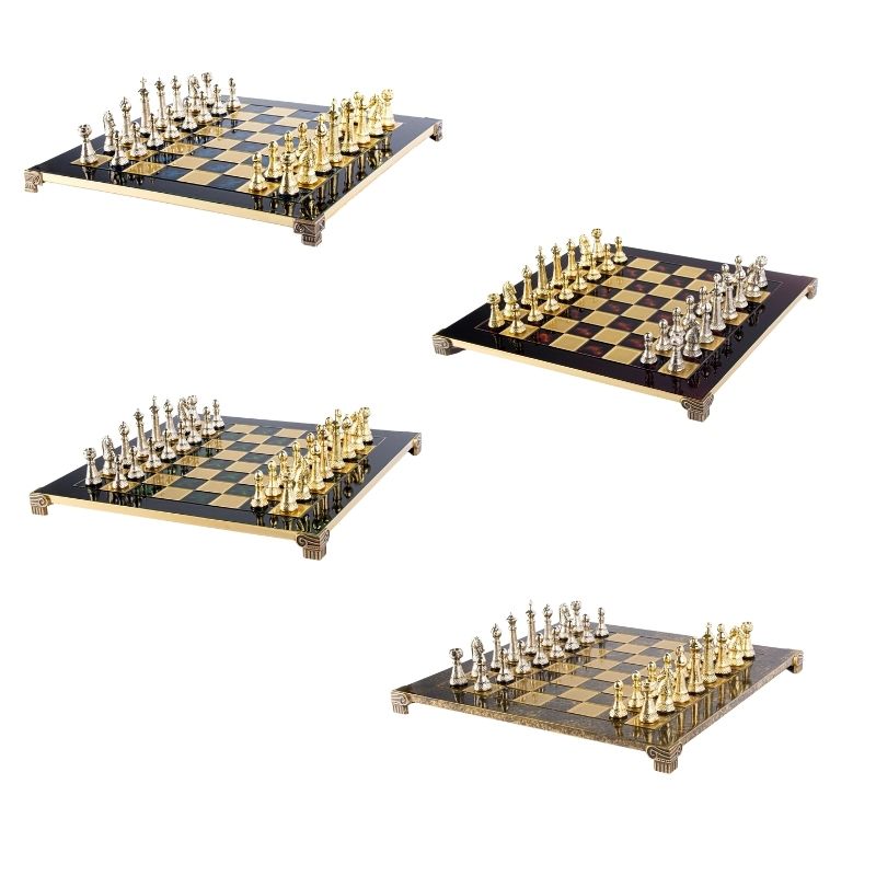 Jeu d'Echecs et Echiquier en Métal Staunton