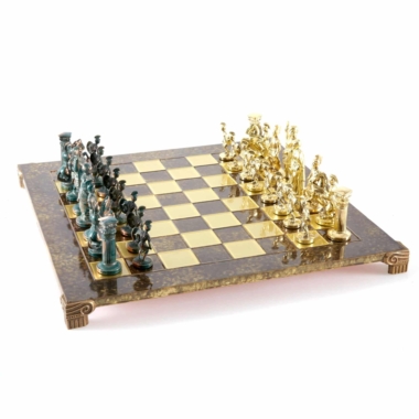 Alternative view of Jeu d'Echecs Greco-Romain - Pièces Vertes et Dorées avec Plateau de Jeu en Metal