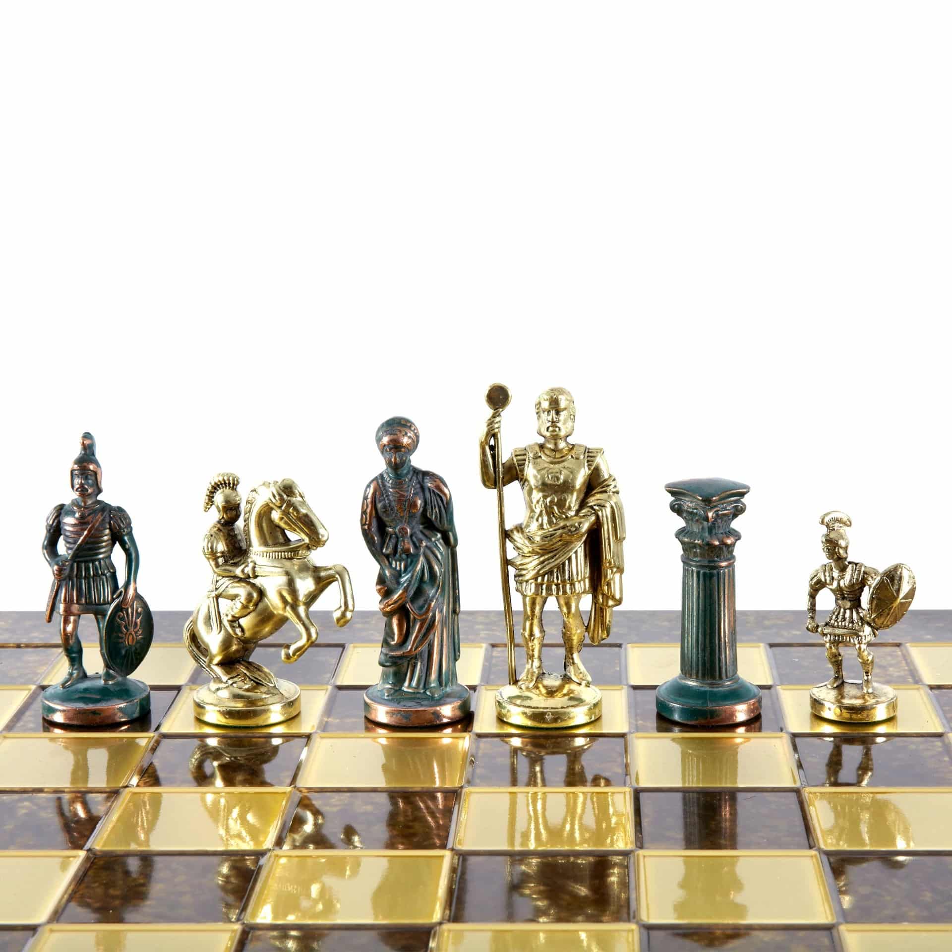 Jeu d'Echecs Greco-Romain - Pièces Vertes et Dorées avec Plateau de Jeu en Metal - Image 6