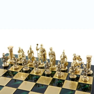 Jeu d'Echecs Greco-Romain - Pièces Vertes et Dorées avec Plateau de Jeu en Metal - Image 9