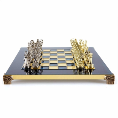 Petit Ensemble de Jeu d'Échecs en Métal Argenté et Or Archers - Coffret en Bois Stratifié avec Échiquier en Métal - Image 20
