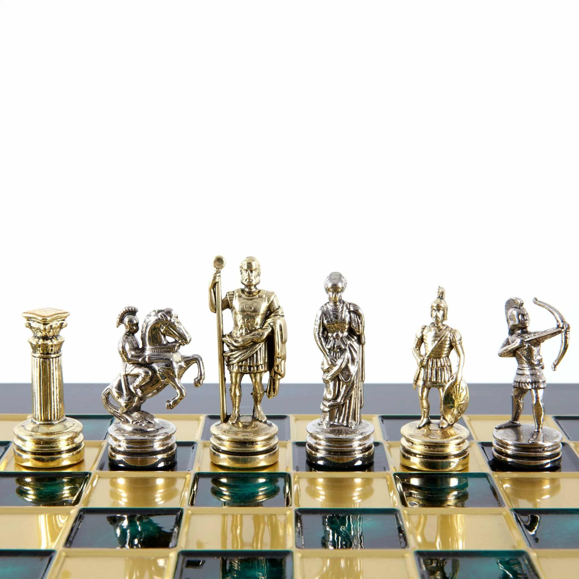 Petit Ensemble de Jeu d'Échecs en Métal Argenté et Or Archers - Coffret en Bois Stratifié avec Échiquier en Métal - Image 6