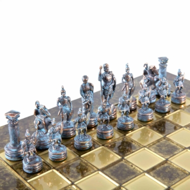 Ensemble de Jeu d'Échecs Grec et Romain en Métal - Échiquier 5 Coloris au Choix, avec Coffret de Rangement en Bois Stratifié - Image 9