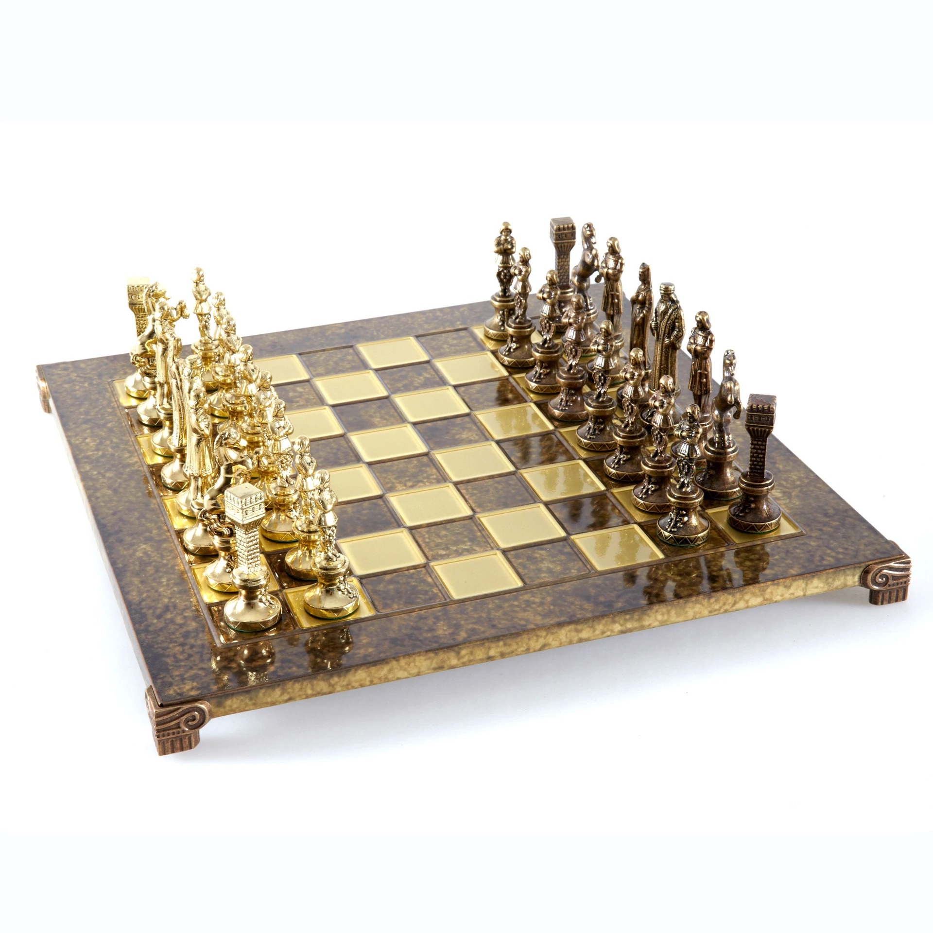 Jeu d'échecs Renaissance - Échiquier et Pièces d'Echecs en Metal Or et Bronze - Image 2