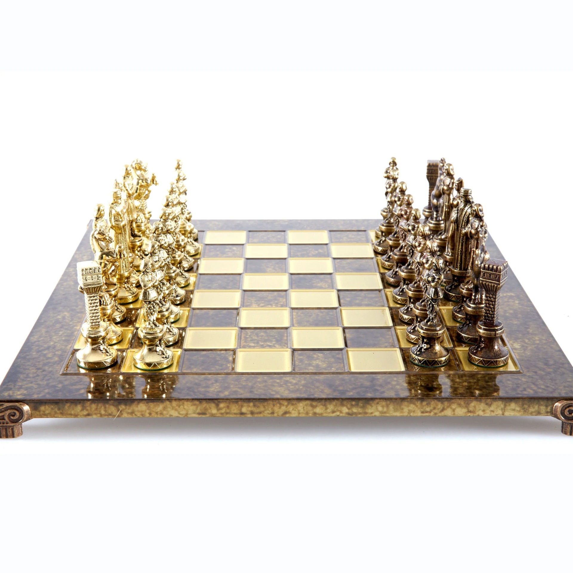 Jeu d'échecs Renaissance - Échiquier et Pièces d'Echecs en Metal Or et Bronze - Image 3