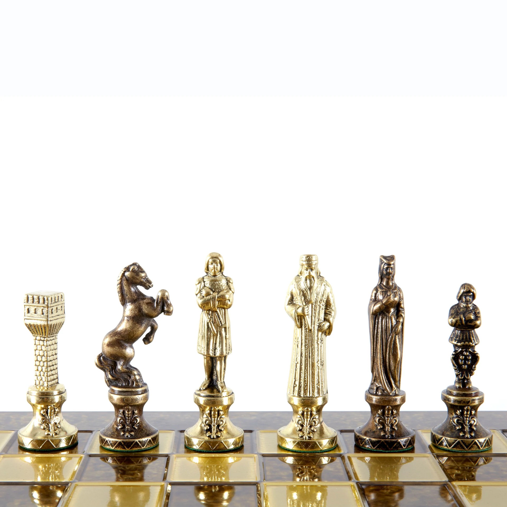 Jeu d'échecs Renaissance - Échiquier et Pièces d'Echecs en Metal Or et Bronze - Image 6